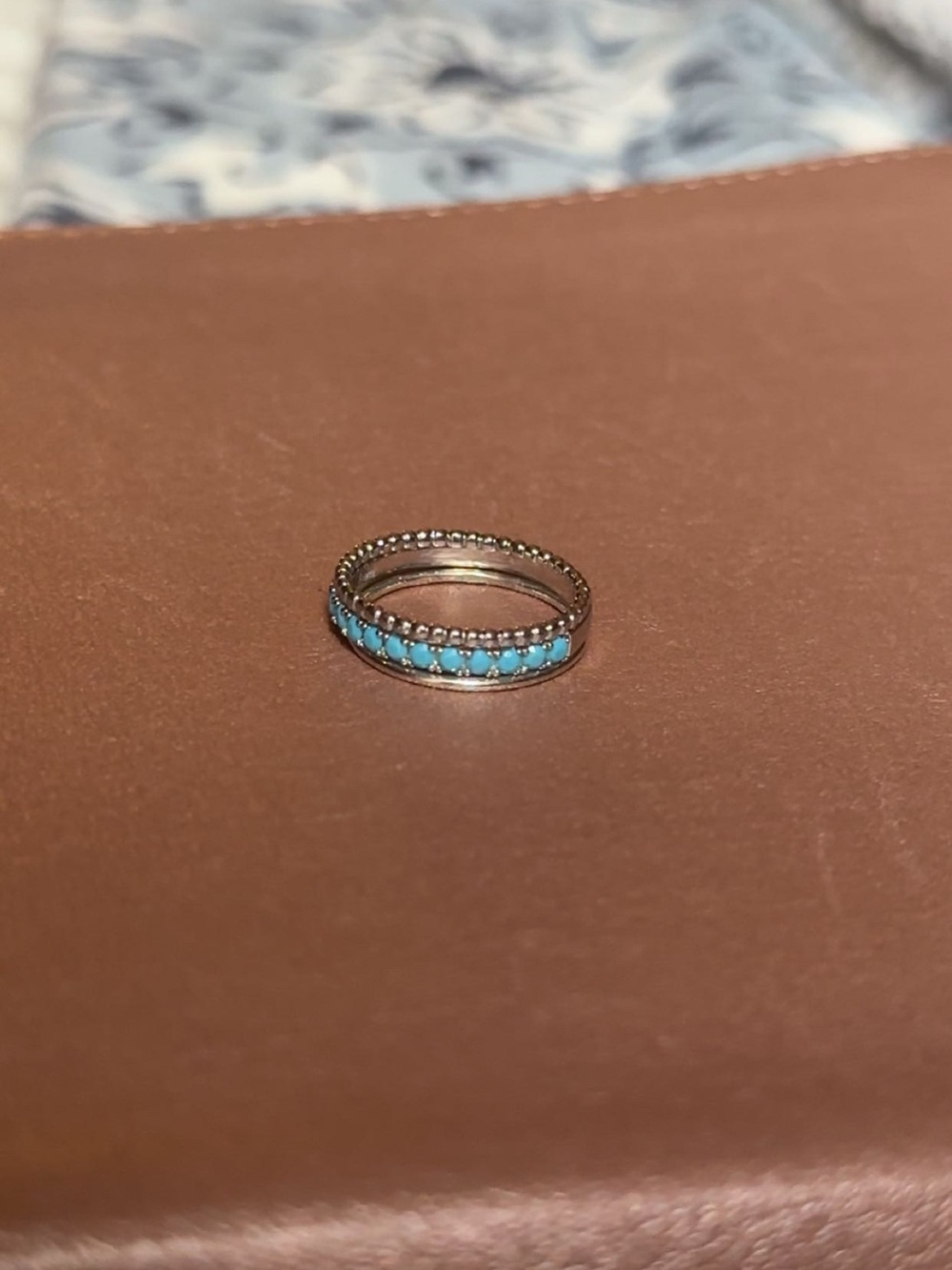 Sterling Silver Turquoise Eternity Stack Ring - Blue